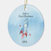 "Die erste Weihnachtsrakete des Kindes Personalisi Keramik Ornament (Links)
