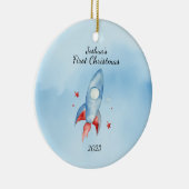 "Die erste Weihnachtsrakete des Kindes Personalisi Keramik Ornament (Rechts)