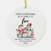 Die erste Weihnachtsschneefamilie von fünf Keramik Ornament (Vorne)