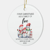 Die erste Weihnachtsschneefamilie von fünf Keramik Ornament (Links)