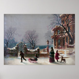 Die erste Weihnachtsszene des Schnees Poster