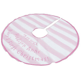 Die erste Weihnachtstypografie des Babys Pink Girl Leinenimitat Weihnachtsbaumdecke