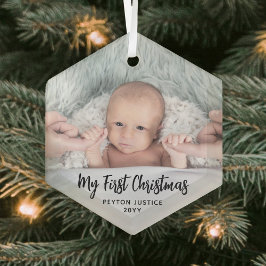 Die erste Weihnachtszeit des Babys Einfache 1 Foto Ornament Aus Glas