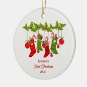 Die erste Weihnachtszeit des Babys mit bunten Strü Keramik Ornament (Links)