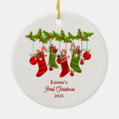 Die erste Weihnachtszeit des Babys mit bunten Strü Keramik Ornament (Hinten)