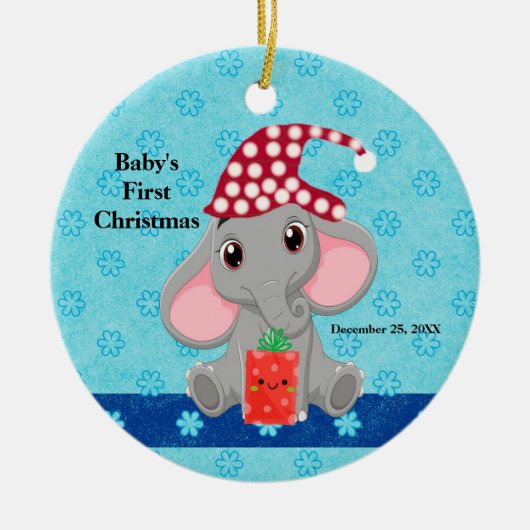 Die erste Weihnachtszeit des Babys mit der Elefant Keramik Ornament (Vorne)