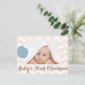 Die erste Weihnachtszeit des Babys mit Foto Feiertagspostkarte (Stehend Vorderseite)