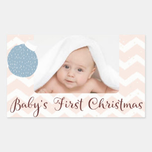 Die erste Weihnachtszeit des Babys mit Foto Rechteckiger Aufkleber