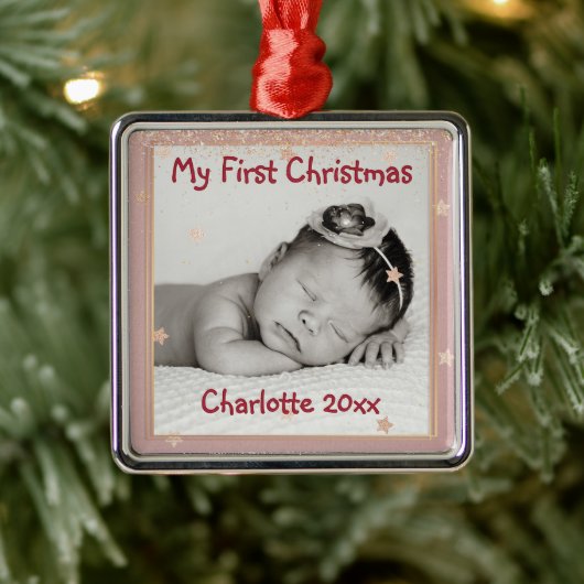 Die erste Weihnachtszeit des Babys, Name, Ornament Aus Metall (Baum)