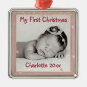 Die erste Weihnachtszeit des Babys, Name, Ornament Aus Metall (Vorne)