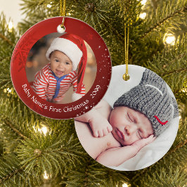 Die erste Weihnachtszeit des Kindes, Rote Schneefl Keramik Ornament