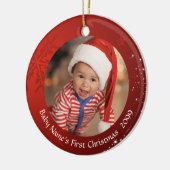 Die erste Weihnachtszeit des Kindes, Rote Schneefl Keramik Ornament (Links)