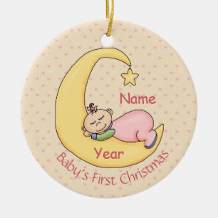 Die erste Weihnachtszeit des Kindes - Schlafen auf Keramikornament