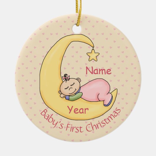 Die erste Weihnachtszeit des Kindes - Schlafen auf Keramikornament (Vorne)