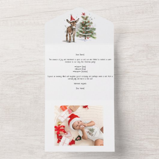 Die erste Weihnachtszeit des süßen Donkey, Brauch All In One Einladung (Innen Boden)