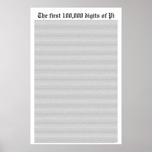 Die ersten 100.000 Ziffern von Pi Poster (Vorne)