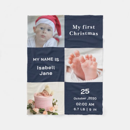 Die ersten 3 Fotos des Babys Fleecedecke (Vorderseite)
