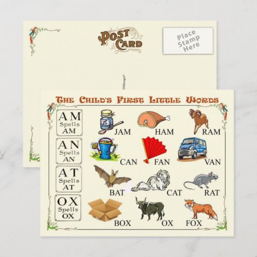Die ersten kleinen Worte des Kindes Postkarte (Vorne/Hinten)