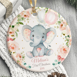 Die ersten Safari-Tiere des Babys zu Weihnachten Keramik Ornament