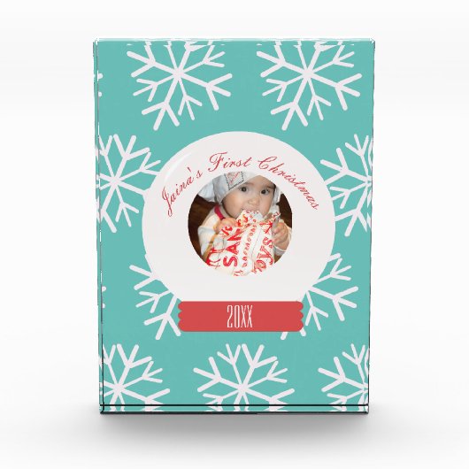 Die ersten Schneeglobe-Schneeflocken des Babys Aqu Fotoblock (Vorderseite)