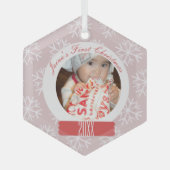 Die ersten Schneeglobe-Schneeflocken des Babys Pin Ornament Aus Glas (Vorderseite)