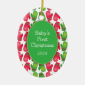 Die ersten Weihnachten des Babys, Niedliche Rot- u Keramikornament (Vorne)
