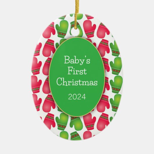 Die ersten Weihnachten des Babys, Niedliche Rot- u Keramikornament (Vorne)