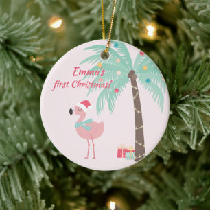 Die ersten Weihnachten des Babys - Sweet Santa Fla Keramik Ornament