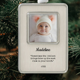Die ersten Weihnachten des modernen Babys Rahmen-Ornament Silber