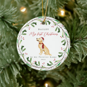 Die ersten Weihnachten des süßen Hundes mit Namen  Keramik Ornament