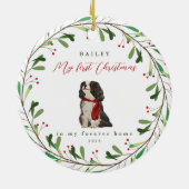 Die ersten Weihnachten des süßen Hundes mit Namen Keramik Ornament (Hinten)