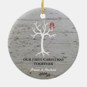 Die ersten Weihnachten zusammen lieben Vögel Keramikornament (Hinten)
