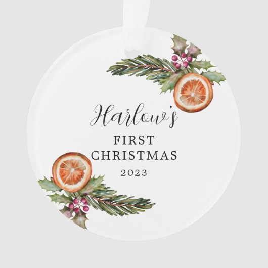 Die ersten Weihnachtsbotanicals des Babys Ornament (Vorderseite)