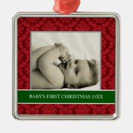 Die ersten Weihnachtsfeiertage im Foto des Babys Ornament Aus Metall