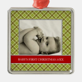 Die ersten Weihnachtsfeiertage im Foto des Babys Silbernes Ornament