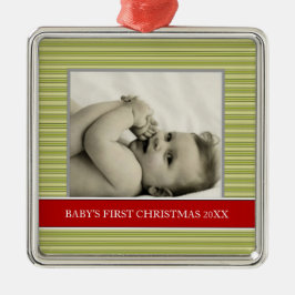 Die ersten Weihnachtsfeiertage im Foto des Babys Silbernes Ornament