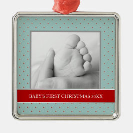 Die ersten Weihnachtsfeiertage im Foto des Babys Silbernes Ornament