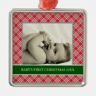 Die ersten Weihnachtsfeiertage im Foto des Babys Silbernes Ornament