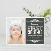 Die ersten Weihnachtskarten des Babys - Kohle Einladung (Stehend Vorderseite)