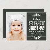 Die ersten Weihnachtskarten des Babys - Kohle Einladung (Vorne/Hinten)