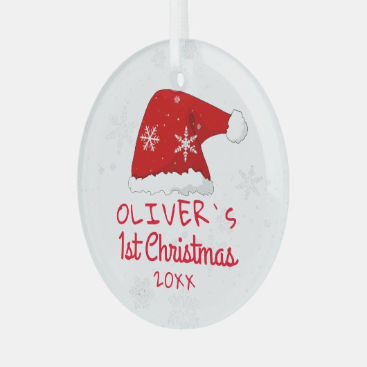 Die ersten Weihnachtsschneeflocken der Baby's Weih Ornament Aus Glas (Vorderseite links)