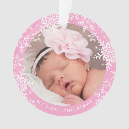 Die ersten Weihnachtsschneeflocken des Babys auf R Ornament (Vorderseite)