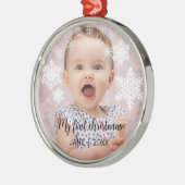 Die ersten Weihnachtsschneeflocken des Babys Ornament Aus Metall (Links)