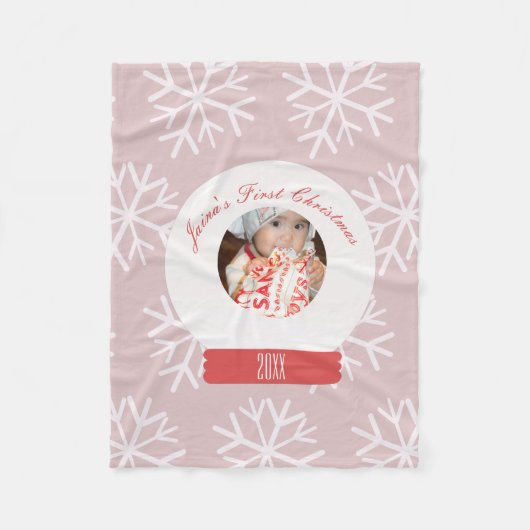 Die ersten Weihnachtsschneeglobe Pink Snowflakes d Fleecedecke (Vorderseite)