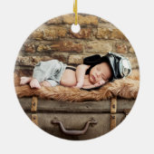 Die ersten Weihnachtstiere des Babys, Hirsche FOTO Keramik Ornament (Hinten)