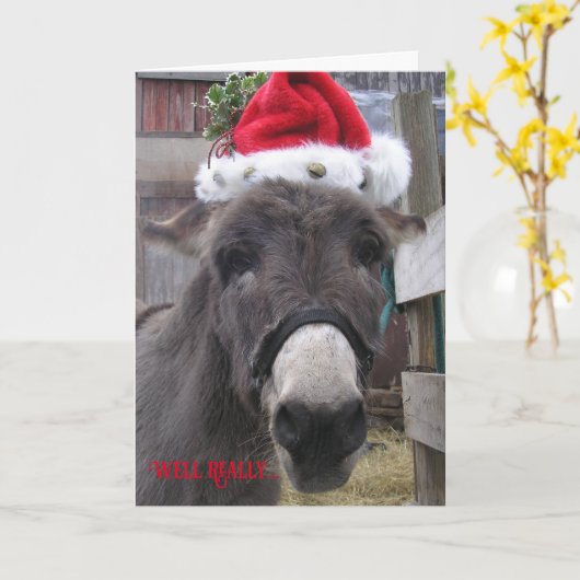 "Die Esel machen große Santas!" Karte (Gelbe Blume)