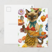 Die Essensdame serviert Essen Postkarte (Vorne/Hinten)