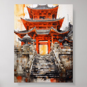 Die Essenz der asiatischen Architektur - künstleri Poster
