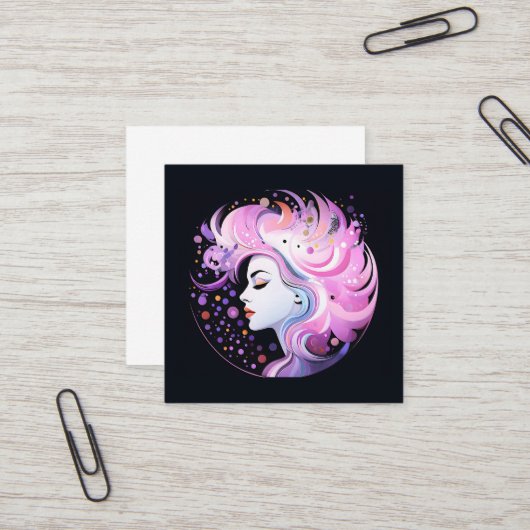 "Die Essenz der Eleganz" Die Schönheit der Frauen Quadratische Visitenkarte (Vorderseite/Rückseite Beispiel)