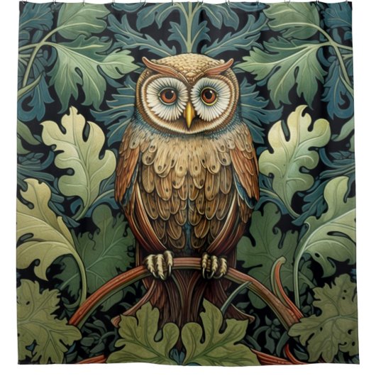 Die Eule auf einem Eichenbaum Duschvorhang (Vorderseite)